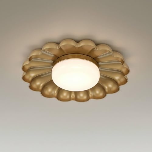 Possini Euro Braum 14″ Wide Brass LED Flower Petal Ceiling Light