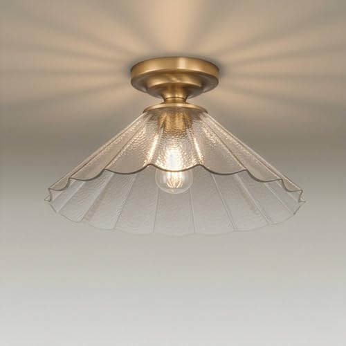 Possini Euro Vandross 15 3/4″ Wide Warm Brass Cast Glass Ceiling Light